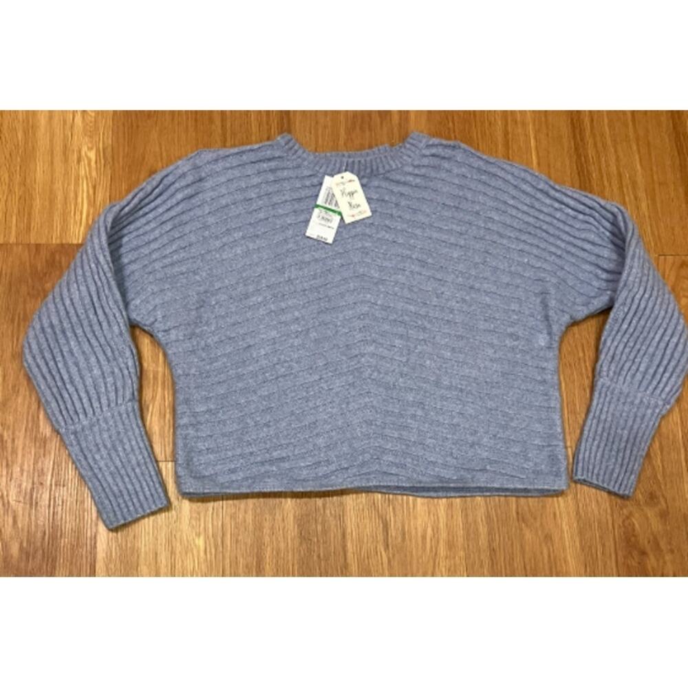 Hippie Rose Juniors Rustic Blue Ribbed Crewneck Sweater L - Picture 2 of 5